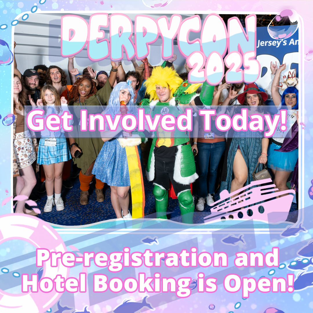 DerpyCon's tweet image. #DerpyCon2025  coming into port of call in New Brunswick, NJ from 10/31-11/2 2025🚢
🛌BOOK YOUR ROOM🛌 d.erpy.link/777
🎟️PREREGISTER🎟️ derpycon.com/prereg
📣NEWSLETTER📣d.erpy.link/15631
👥DISCORD👥derpycon.com/discord/
🤩STAFF WITH US🤩d.erpy.link/162