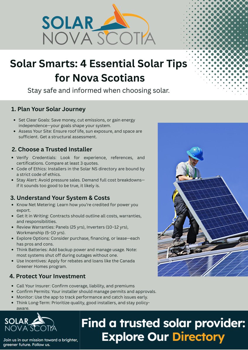 Did you know that Nova Scotians have a protected right to generate their own electricity under the Nova Scotia Electricity Act? This empowers homeowners and businesses to install solar panels and reduce their reliance on the grid—while contributing to a cleaner, more resilient