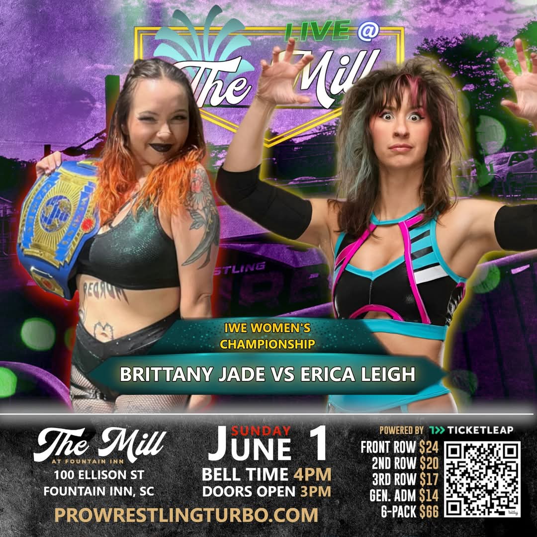 IWE Pro (@iwepro) on Twitter photo THIS SUNDAY!!!!!
IWE Women's Championship
<a href="/sadhooligan/">brittany jade</a> vs
<a href="/EricaWrestles/">Erica Leigh</a>
CAN'T MISS EVENT!!!!!
<a href="/WrestlingTurbo/">Pro Wrestling TURBO</a>
#WWE
#WWERaw
#WWERawonNetflix
#NXT
#NXTBattleground
#TNAWrestling
#AEW
#AEWDoN
#AewDoubleOrNothing THIS SUNDAY!!!!!
IWE Women's Championship
<a href="/sadhooligan/">brittany jade</a> vs
<a href="/EricaWrestles/">Erica Leigh</a>
CAN'T MISS EVENT!!!!!
<a href="/WrestlingTurbo/">Pro Wrestling TURBO</a>
#WWE
#WWERaw
#WWERawonNetflix
#NXT
#NXTBattleground
#TNAWrestling
#AEW
#AEWDoN
#AewDoubleOrNothing