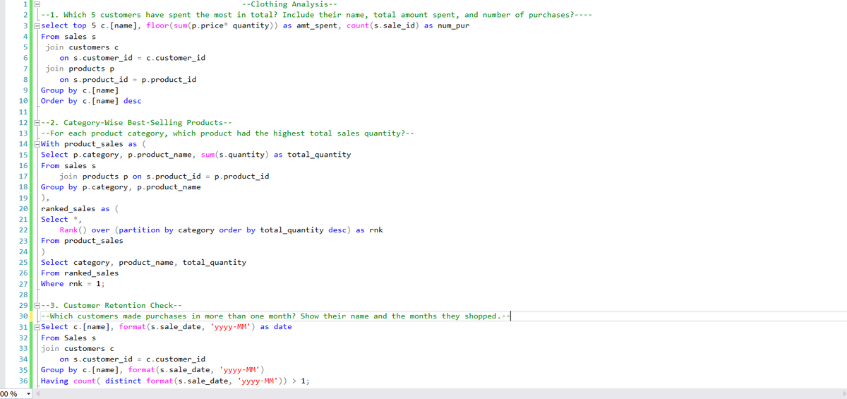 moyin_06's tweet image. Analyzing sales data from a clothing store using SQL!

From top customers to low-performing products — real-world business insights powered by data. @ibn_wittig @ObohX 
#SQL #DataAnalytics #RetailData #BusinessInsights #Tech