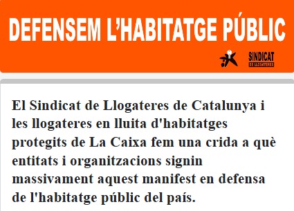 🏠L'ACSentmenat signa el manifest en defensa de l'habitatge públic, del Sindicat de Llogateres. Creiem que ara mateix, el principal problema de la nostra societat és la dificultat per accedir a un habitatge.