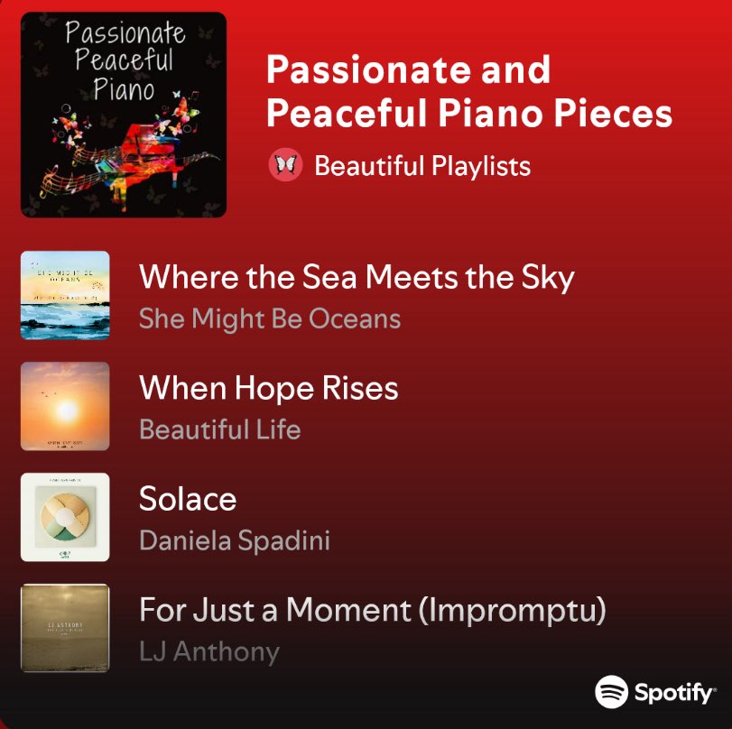 Daniela Spadini (@danielaspadini) on Twitter photo Ascolta questa playlist: Passionate and Peaceful Piano Pieces open.spotify.com/playlist/1HPhq…
Thank you so much for adding Solace here! <a href="/beccagohnmusic/">becca gohn</a> Ascolta questa playlist: Passionate and Peaceful Piano Pieces open.spotify.com/playlist/1HPhq…
Thank you so much for adding Solace here! <a href="/beccagohnmusic/">becca gohn</a>