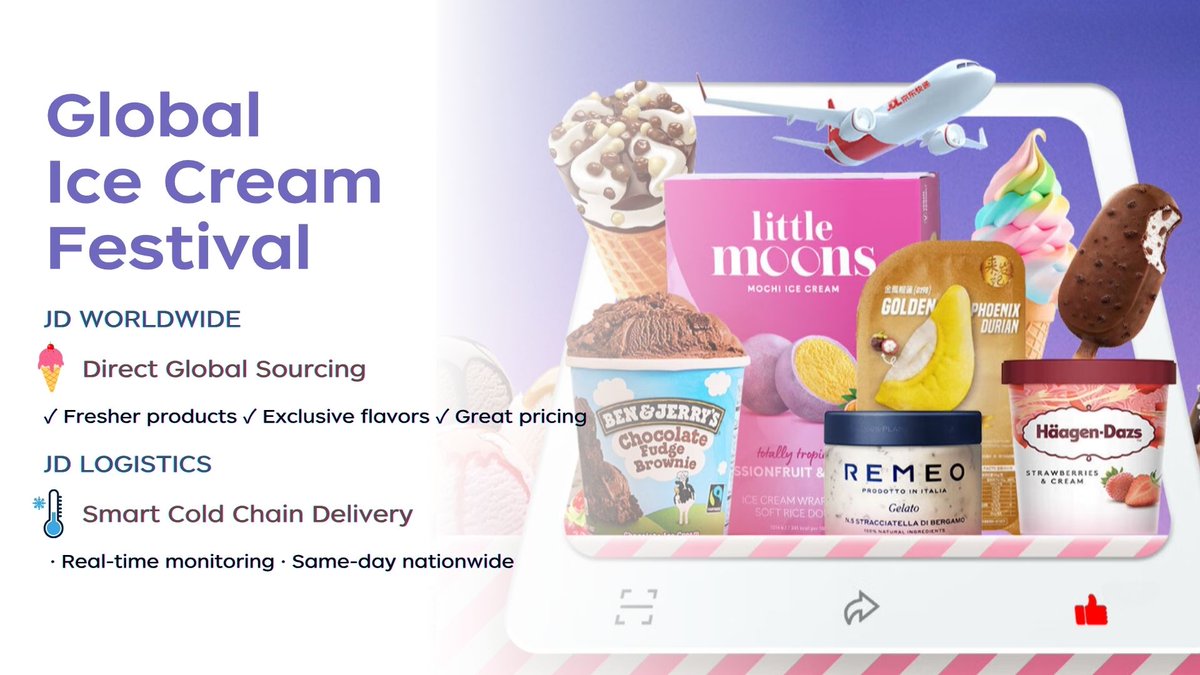 JD Worldwide has launched its Global Ice Cream Festival, delivering premium international frozen treats, like Häagen-Dazs, Ben &amp; Jerry’s, and Little Moons, directly from global factories to Chinese consumers through JD’s smart #coldchain #logistics.  wp.me/paEwSC-3Jl