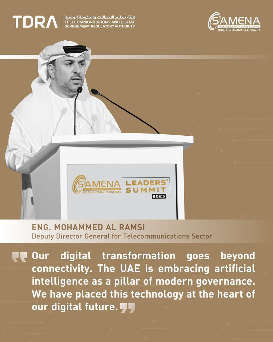 تحت شعار  ” التحول الذكي و المستدام للاقتصادات الرقمية"
شارك سعادة م. محمد الرمسي نائب المدير العام لقطاع الاتصالات في قمة القادة  لمجلس سامينا المنعقدة في دبي
.
Under the title “Intelligent &amp; Sustainable Transformation of Digital Economies", H.E. Eng. Mohammed Al Ramsi, TDRA