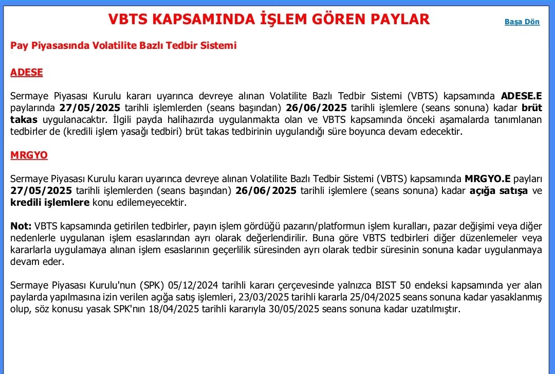 Erdalbakir23's tweet image. #ADESA #MRGYO  #BORSA #poip #bist30 #bist50 #BIST1OO #bist500 #BİSTTUM

📈📉 Vbts kapsamında işlem gören hisseler 

 📆 27.05.2025-26.06.2025

🙏#BORSAYATIRIM #takipet
