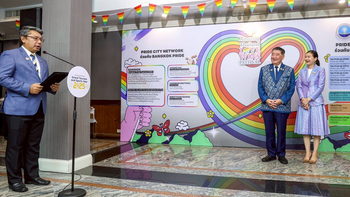 🏳️‍🌈 Thailand celebrates Pride Month with the Love Wins Festival! Parades, performances &amp; love nationwide—plus the joy of legalized same-sex marriage!

Let’s celebrate love in every color this June!

👉 PRESS RELEASE: tatnews.org/2025/05/thaila…

#Thailand #TATNews #ThaiTravelNews