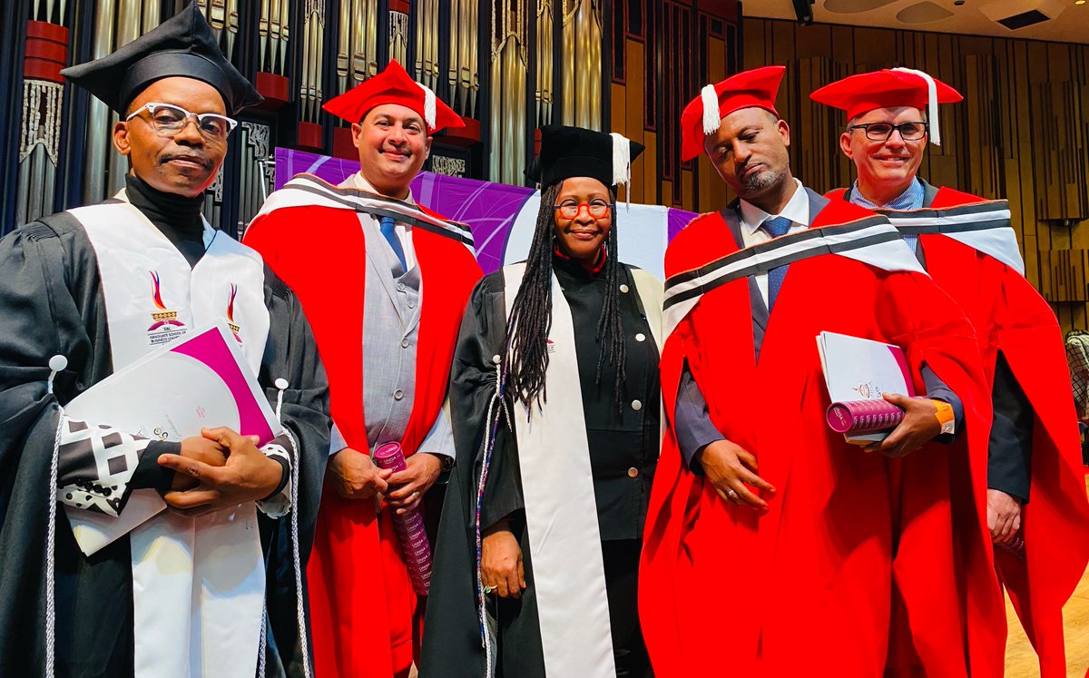 UnisaSBL's tweet photo. Today, at the UNISA Graduate School of Business Leadership, we are bursting with sheer pride as we celebrate the outstanding accomplishments of our graduates: 7 exceptional DBL scholars, 55 MBL, 42 MBA, and 54 PGD graduates.

Congratulations to all on this remarkable achievement! https://t.co/UawBRqXVRx