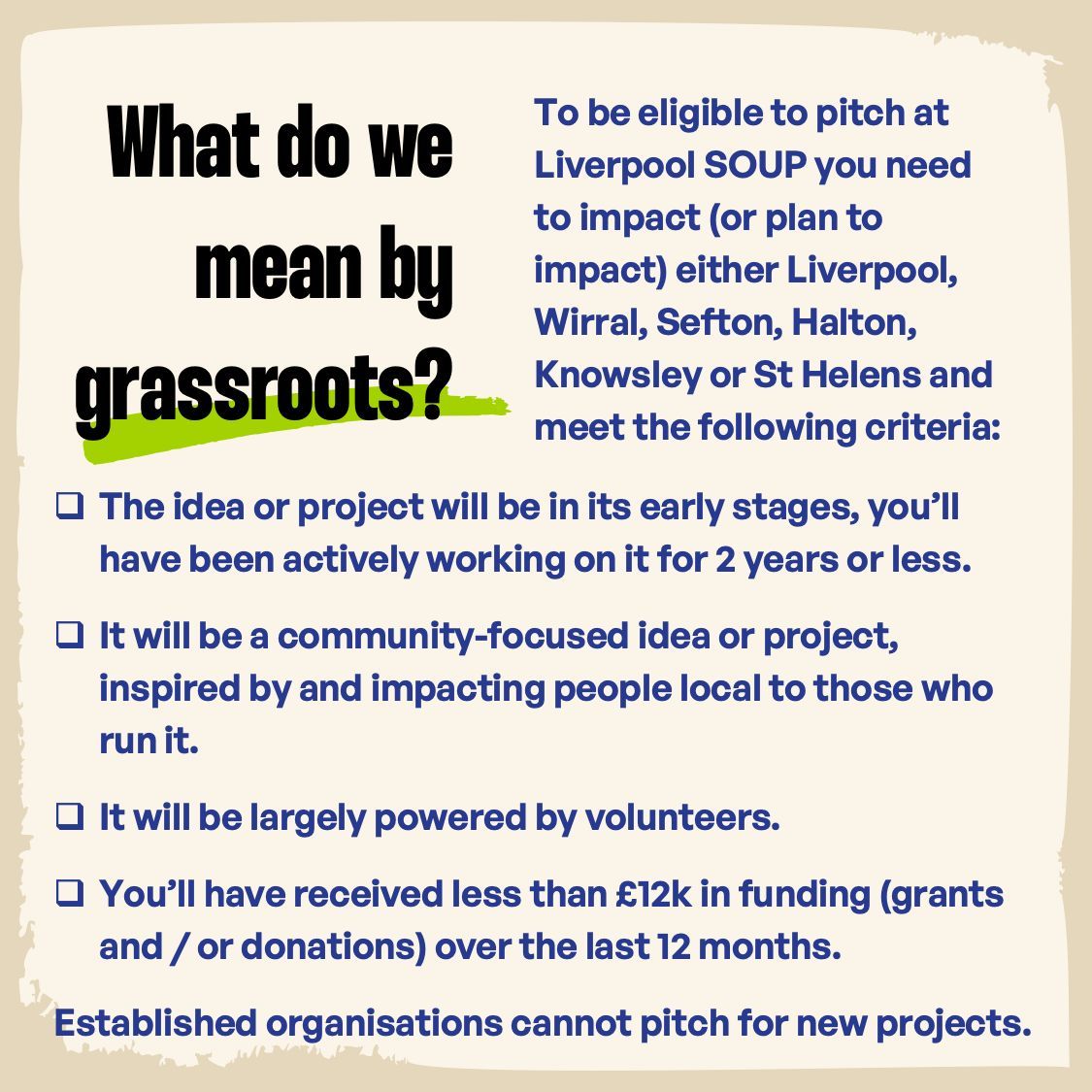 🚨 APPLICATIONS CLOSING 🚨 

Applications to pitch at our next Liverpool SOUP event on 19th June close this Thursday (29th May) at 11:59pm. What are you waiting for?!...

👉 👉 👉 forms.gle/zZNhaCCzaVFPkk…
