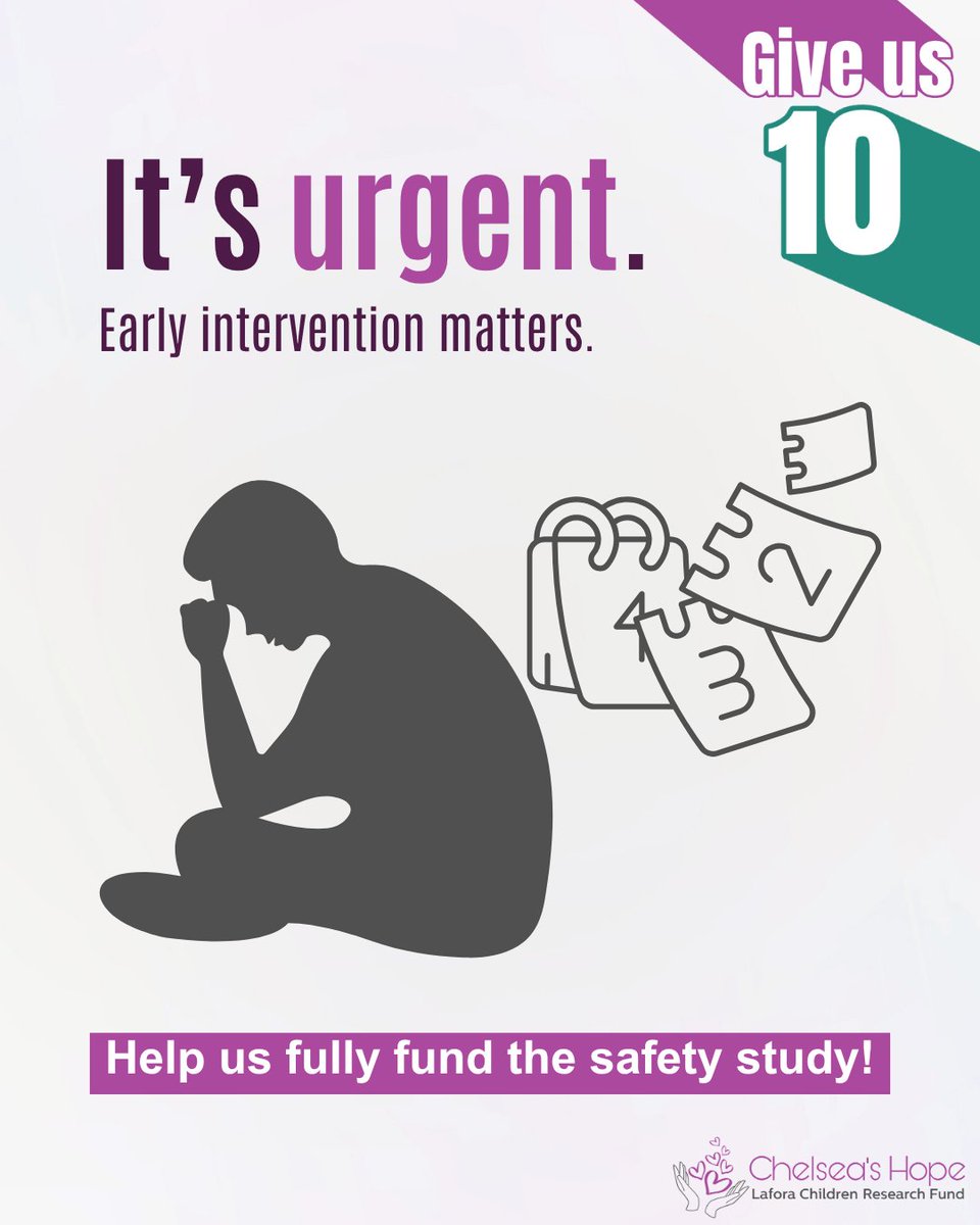 #GiveUs10 because it's an URGENT need.

Early intervention is critical with #LaforaDisease. Families know best that time is never on our side, so the faster we can move to get treatments for our children, the better. Every day matters. Every gift matters: givebutter.com/LaforaSafetySt…