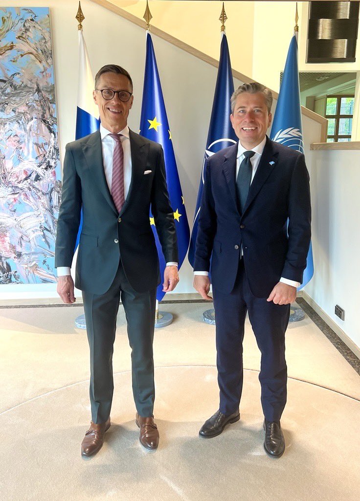 Tom Fletcher (@unreliefchief) on Twitter photo Great meeting in Helsinki with <a href="/alexstubb/">Alexander Stubb</a>, President of Finland.
In a world in flux, Finland is choosing to use its voice to back peace, stability, human rights and diplomacy.
Kiitos johtajuudestasi! Great meeting in Helsinki with <a href="/alexstubb/">Alexander Stubb</a>, President of Finland.
In a world in flux, Finland is choosing to use its voice to back peace, stability, human rights and diplomacy.
Kiitos johtajuudestasi!