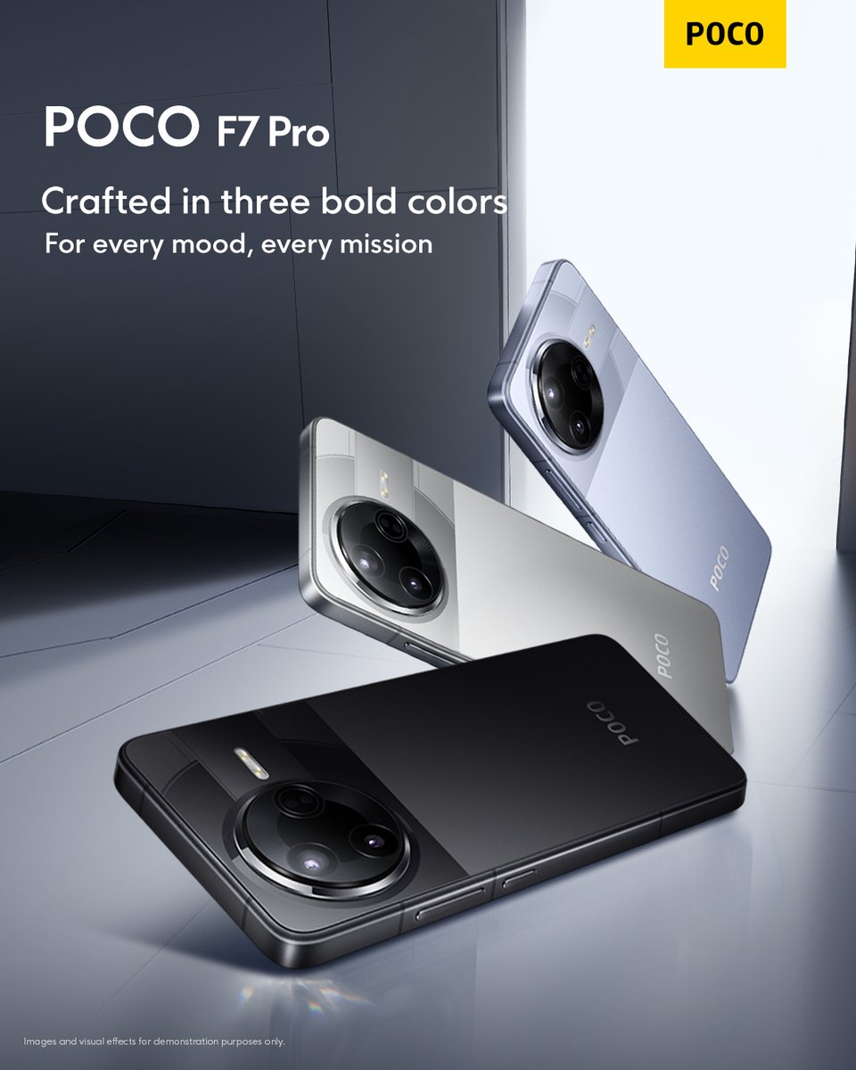 #POCOF7Pro – Three hues, infinite style. 🌈
Designed to complement your life, from boardroom sleek to weekend vibrant. Elevate your tech as you elevate your look.
