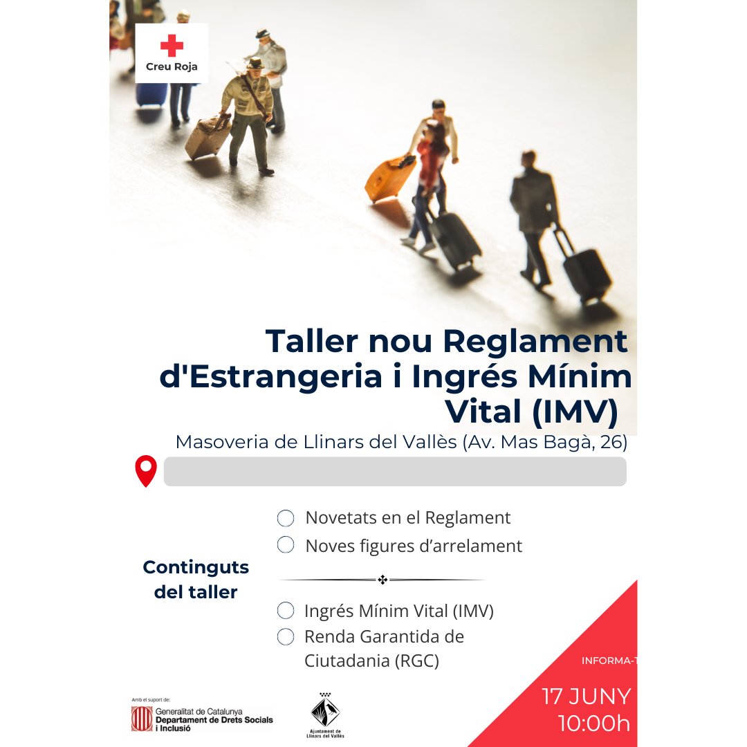 CRasantceloni's tweet photo. També el proper dia 17 de juny al @casalcivic_llinarsdelvalles realitzarem aquest taller informatiu sobre el Reglament d'Estrangeria i formes d'arrelament i un altre sobre l'Ingrés Mínim Vital.

Cal inscripció prèvia al telèfon 93 867 26 04 o a l’Assemblea Creu Roja Sant Celoni https://t.co/f29iavHXIT