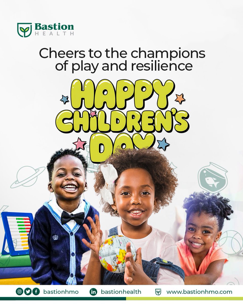 bastionhmo's tweet photo. Good health is the greatest gift you can give. Happy Children’s Day, from all of us at Bastion Health! 🎉💚 

#BastionHealth #BastionHMO #ChildrensDay #May27 #WeCare https://t.co/eu21vMWDcX