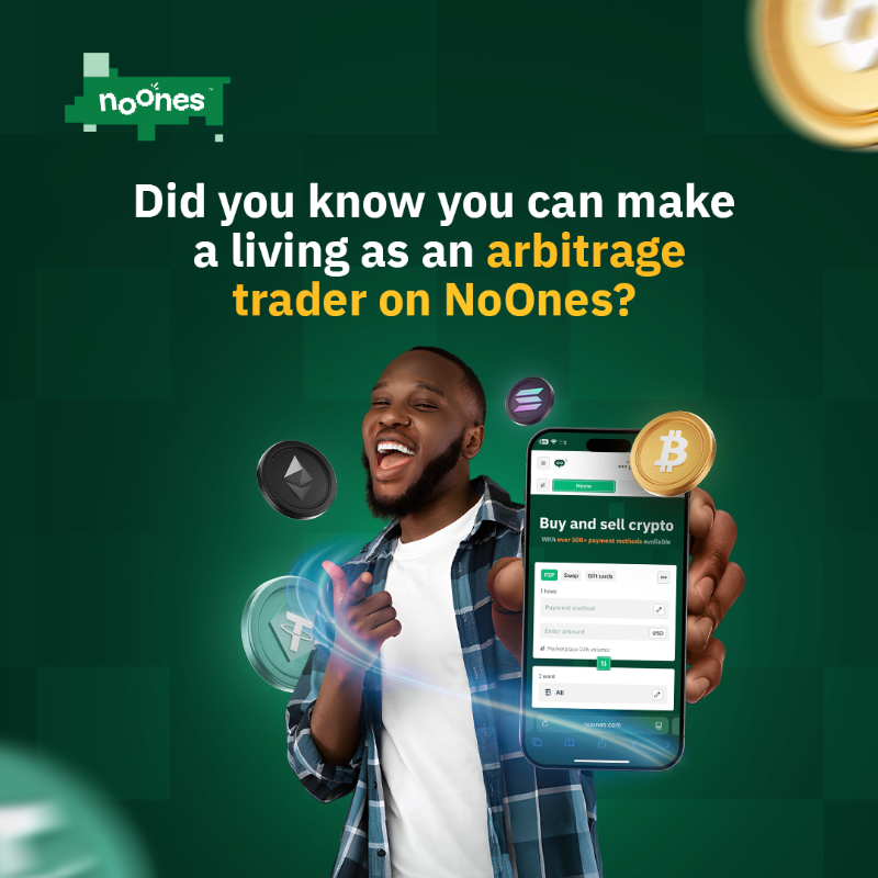 noonesapp's tweet photo. If you can compare prices, you can start. Crypto arbitrage is an easy way to earn—and NoOnes makes it simple.