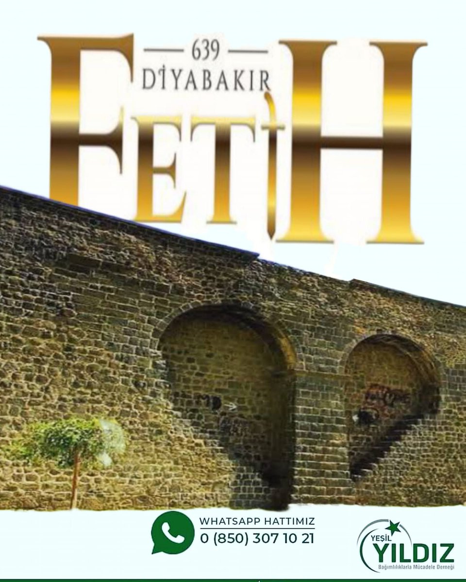 Diyarbakır 'ın Fethi ile Anadolu'nun kapılarını İslam'a açanlar, #Malazgirtzaferi ve #İstanbulfetihinin müjdecisi olmuşlardır.

Yahya ÖGER
Yeşil Yıldız Derneği Genel Başkanı  

#diyarbakirbld #diyarbakirfetih #diyarbakirdagundem #diyarbakir #tckulturturizm #iletisim #amed
