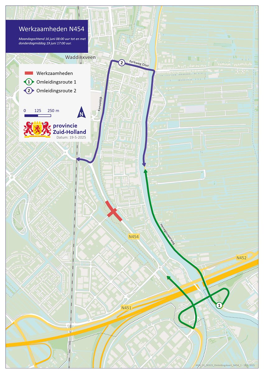 #N454: we werken aan het kruispunt #Kanaaldijk #Apollolaan bij #Waddinxveen van 16 juni 08.00 uur tot 19 juni 17.00 uur. Het kruispunt is dan afgesloten. Volg omleidingen en houd rekening met extra reistijd. Link bericht: zuid-holland.nl/actueel/verkee…

@GemeenteWveen
<a href="/GemeenteGouda/">Gemeente Gouda</a>