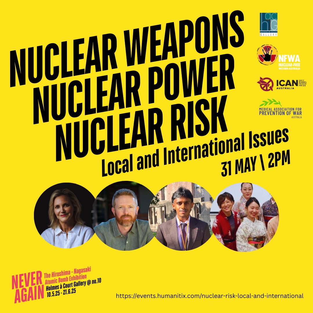 Just a few tix left to this free event! Hear from <a href="/nuclearban/">ICAN</a> ED <a href="/MelissaParke01/">Melissa Parke</a>, <a href="/HachetteAus/">Hachette Australia Books</a> author Paul Grace + guests on local and international #nuclear risks. events.humanitix.com/nuclear-risk-l…