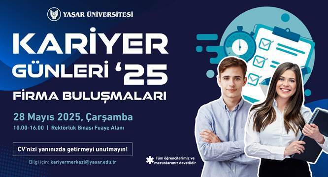 YasarIR's tweet photo. 📢28 Mayıs 2025 Çarşamba günü Rektörlük Fuaye Alanında 10.00-16.00 saatleri arasında  gerçekleşecek olan “Kariyer Günleri’25 Firma Buluşmaları” etkinliğimizde, farklı sektörlerden önde gelen firmalar kampüsümüzde bir araya gelecek. https://t.co/2QUWJXisBa