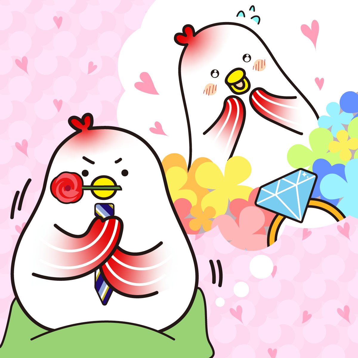 ／
こんにちは！ボクはぽっぽ(・ө・) ノ
＼

＃プロポーズの日　
今日はプロポーズの日なんだって…！
ドキドキして待ってたのに…あれ？
ボクだけ…💔

#ぽっぽくん #ゆるキャラ