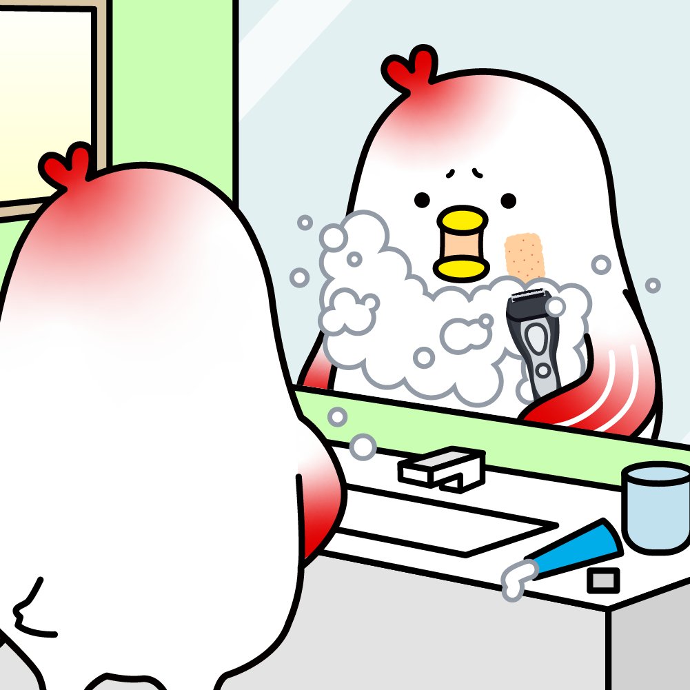 ／
こんにちは！ボクはぽっぽ(・ө・) ノ
＼

#父の日 だって！
パパみたいに頼れる存在になれるかな〜って思って
憧れてヒゲ剃ったら肌ボロボロ。
…お父さん、皮膚強すぎない？？🥲

#ぽっぽくん #ゆるキャラ