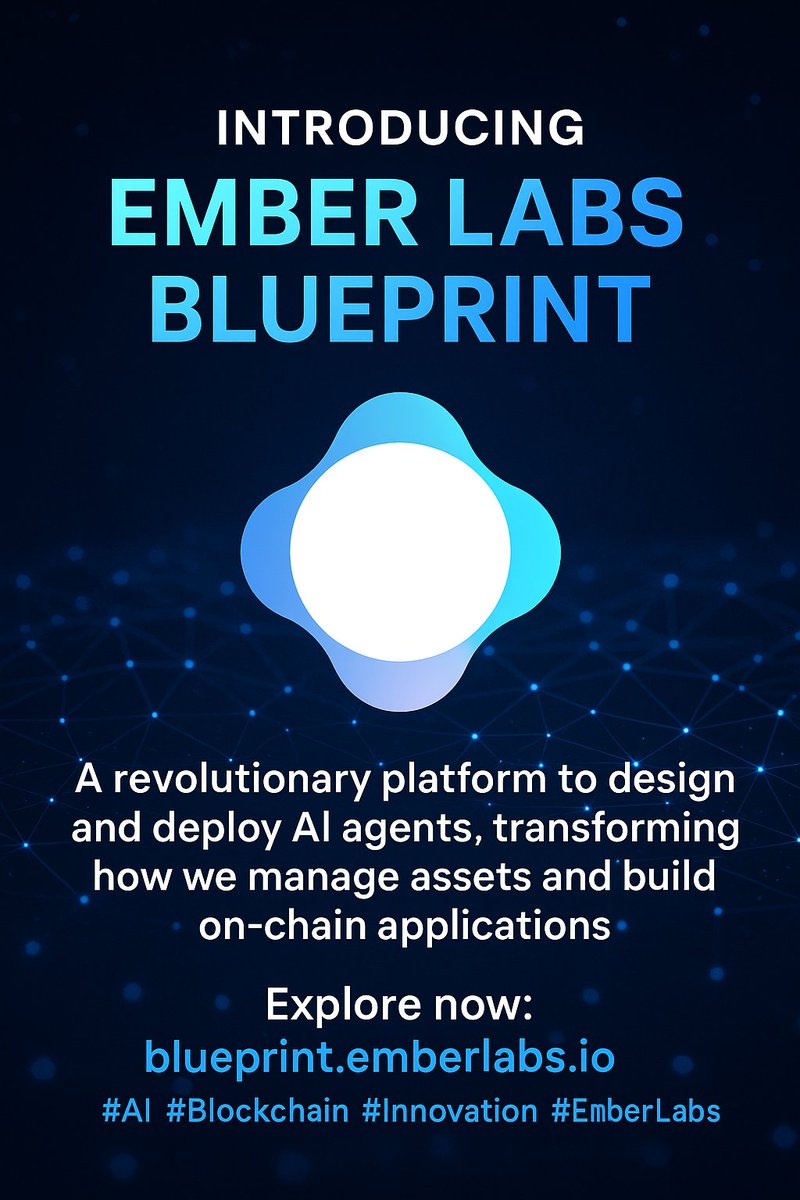 PickeringK10464's tweet photo. 🚀 Introducing Ember Labs Blueprint: A revolutionary platform to design and deploy AI agents, transforming how we manage assets and build on-chain applications. https://t.co/lqY5KJRJVE
🔗 https://t.co/weDtjE5Swb
#AI #Blockchain #Innovation #EmberLabs
@blueprintai @GiveRep https://t.co/CpMPWPcNV8