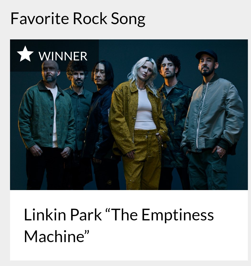 Congratulations <a href="/linkinpark/">LINKIN PARK</a> on winning the #AMAs for Favorite Rock Song, The Emptiness Machine 💜