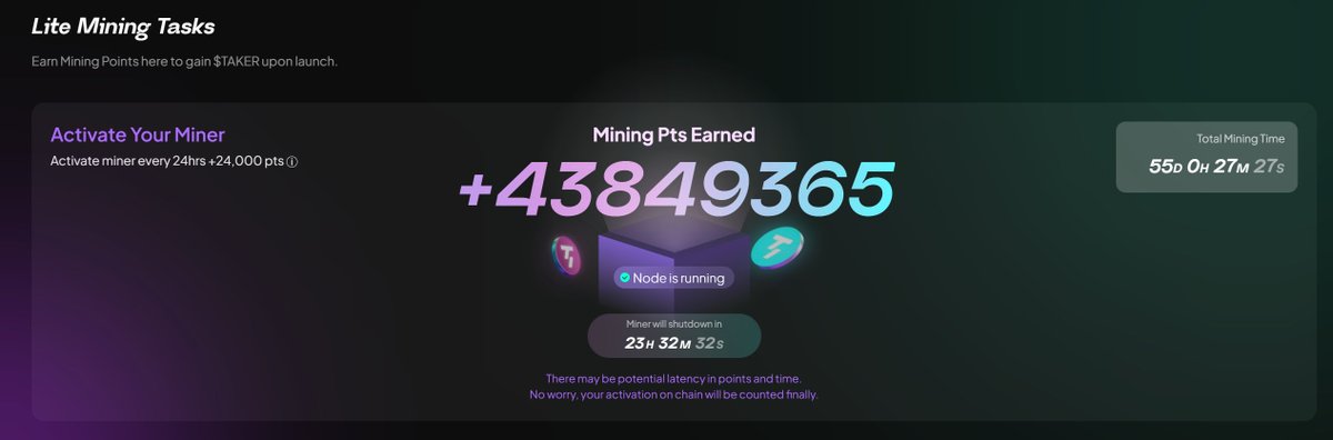What if <a href="/TakerProtocol/">Taker</a> comes on $kaito too🤔

How is your Mining going? How many points?
cost 0$

Register 👇
earn.taker.xyz/?start=COCPG4A4
Claim every 24hours

Also sow claim every 3 hours 👇
sowing.taker.xyz/detail/6?start…

Drop your ref link below 👇 

Like and RT✌
wen tge tho....