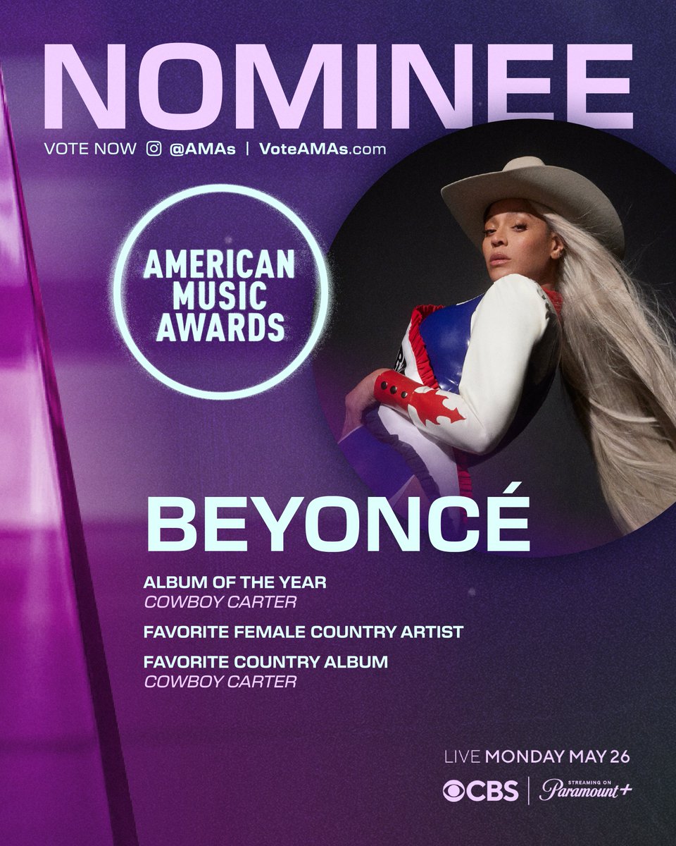 Beyoncé wins "Favorite Female Country Artist" and "Favorite Country Album" for #COWBOYCARTER at the 2025 #AMAs. 👑

—She becomes the first Black woman to win a country category in the award show's history.