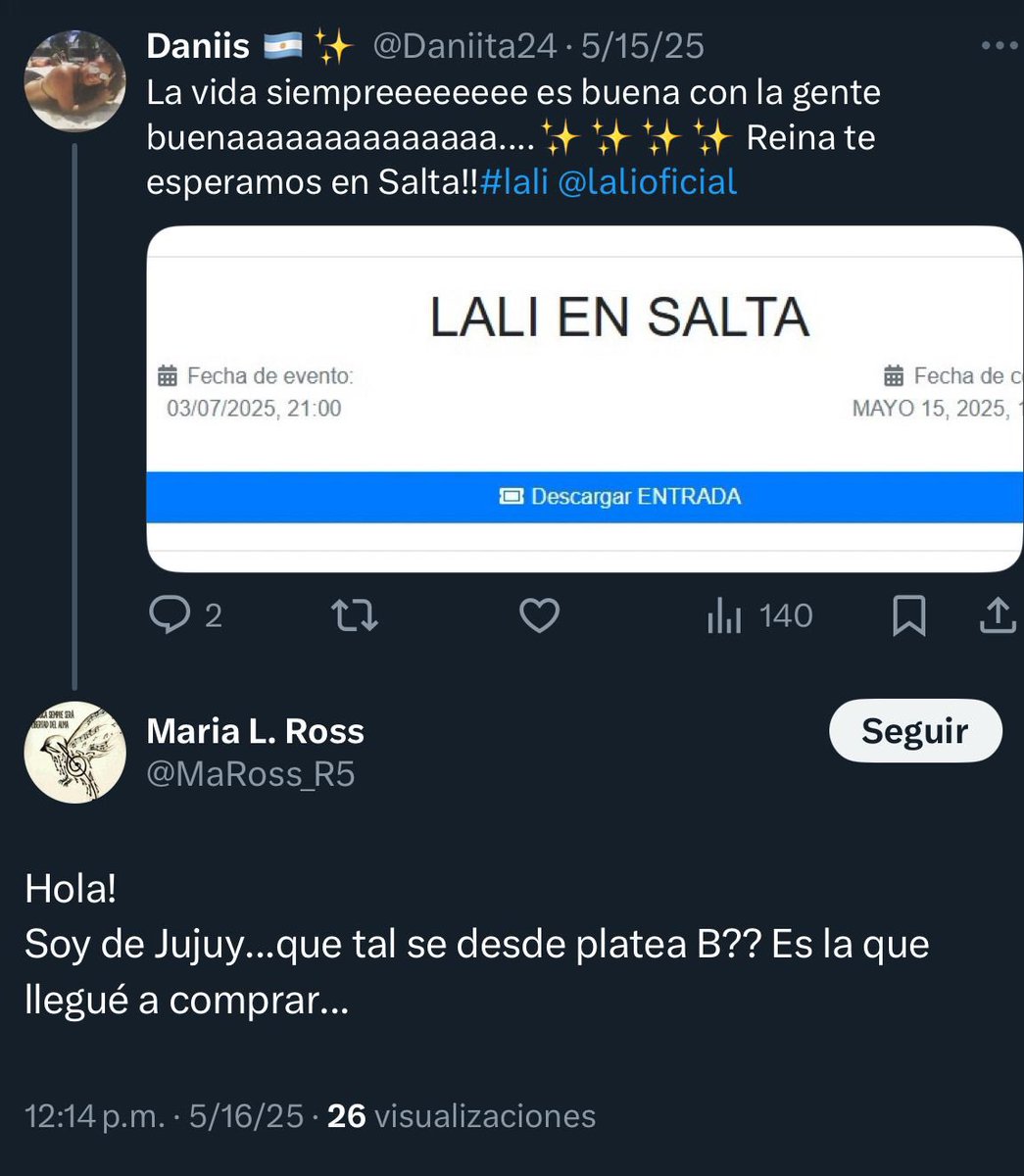 María, no llegas a fin de mes, pedis plata prestada para comer y te vas a ver a Lali?

Que lo disfrutes, se ve muy bien desde la platea B