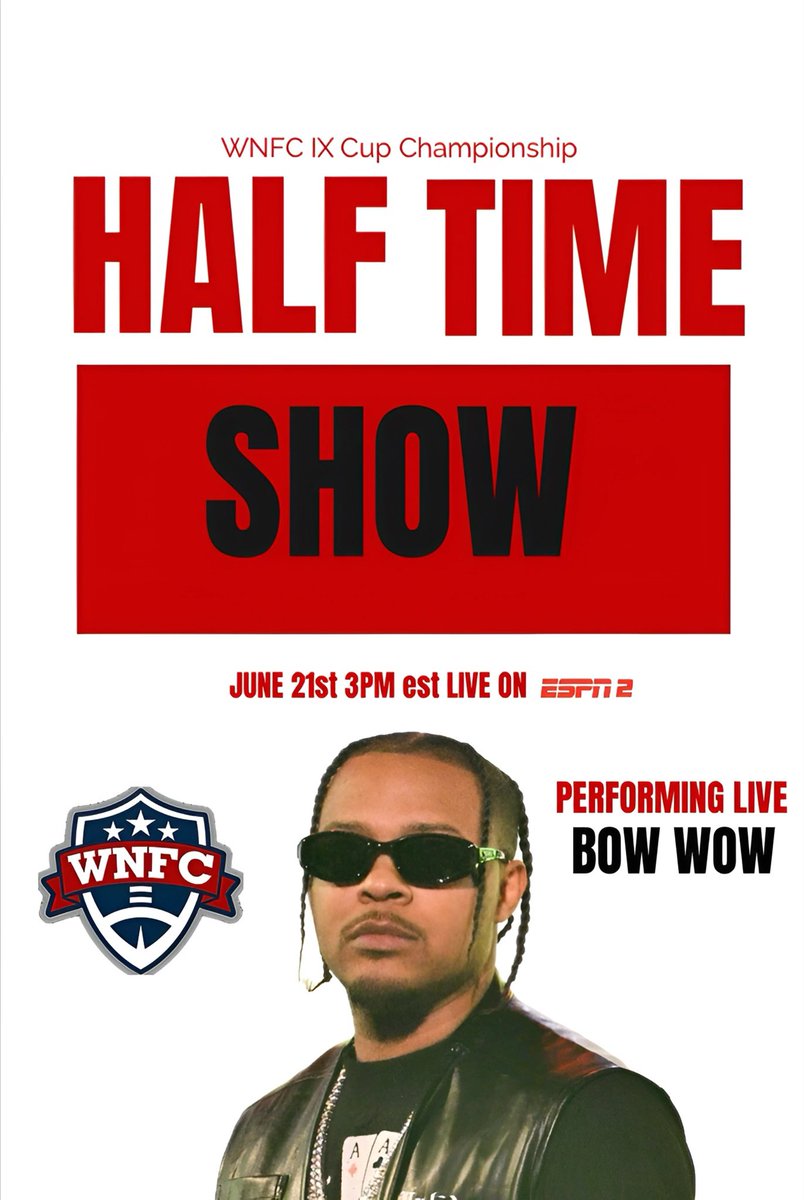 Bow Wow (@smoss) on Twitter photo NEWS- Bow Wow will headline the first-ever major halftime show in women’s tackle football history at the <a href="/wnfcfootball/">WNFCFootball</a> IX Cup Championship Game, airing live on
@ESPN 2 from The Star in Frisco, TX, on June 21, 2025.
wnfcfootball.com/news/wnfc-anno… NEWS- Bow Wow will headline the first-ever major halftime show in women’s tackle football history at the <a href="/wnfcfootball/">WNFCFootball</a> IX Cup Championship Game, airing live on
@ESPN 2 from The Star in Frisco, TX, on June 21, 2025.
wnfcfootball.com/news/wnfc-anno…