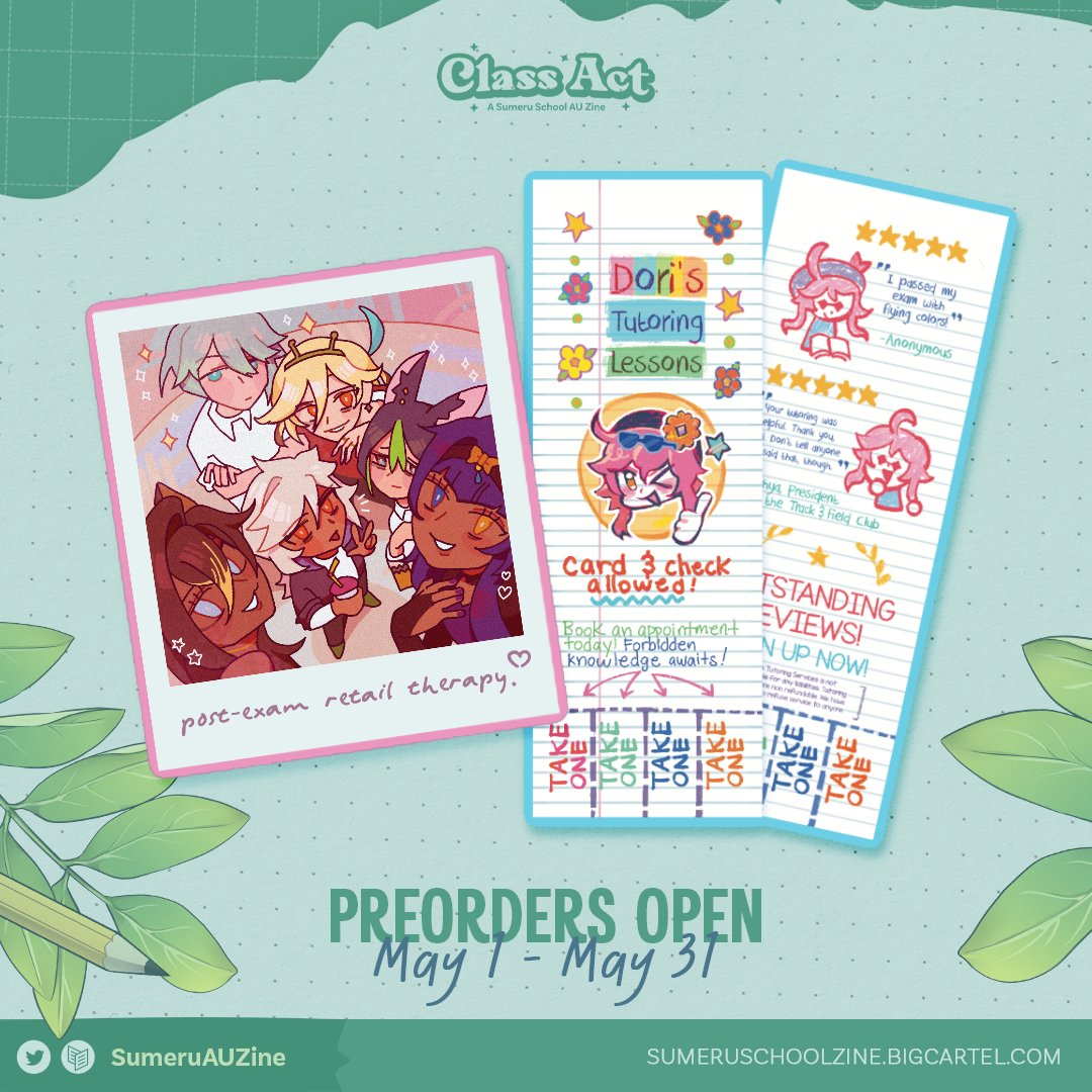 Apricoffeee's tweet image. Thank you so much, @SumeruAUZine, for having me! ♥️♥️♥️!!!
I had the amazing opportunity to create a bookmark + polaroid for the zine!✨Preorders close soon, so please take a look at all of the stunning merchandise, while they’re still available!🥹♥️
sumeruschoolzine.bigcartel.com
