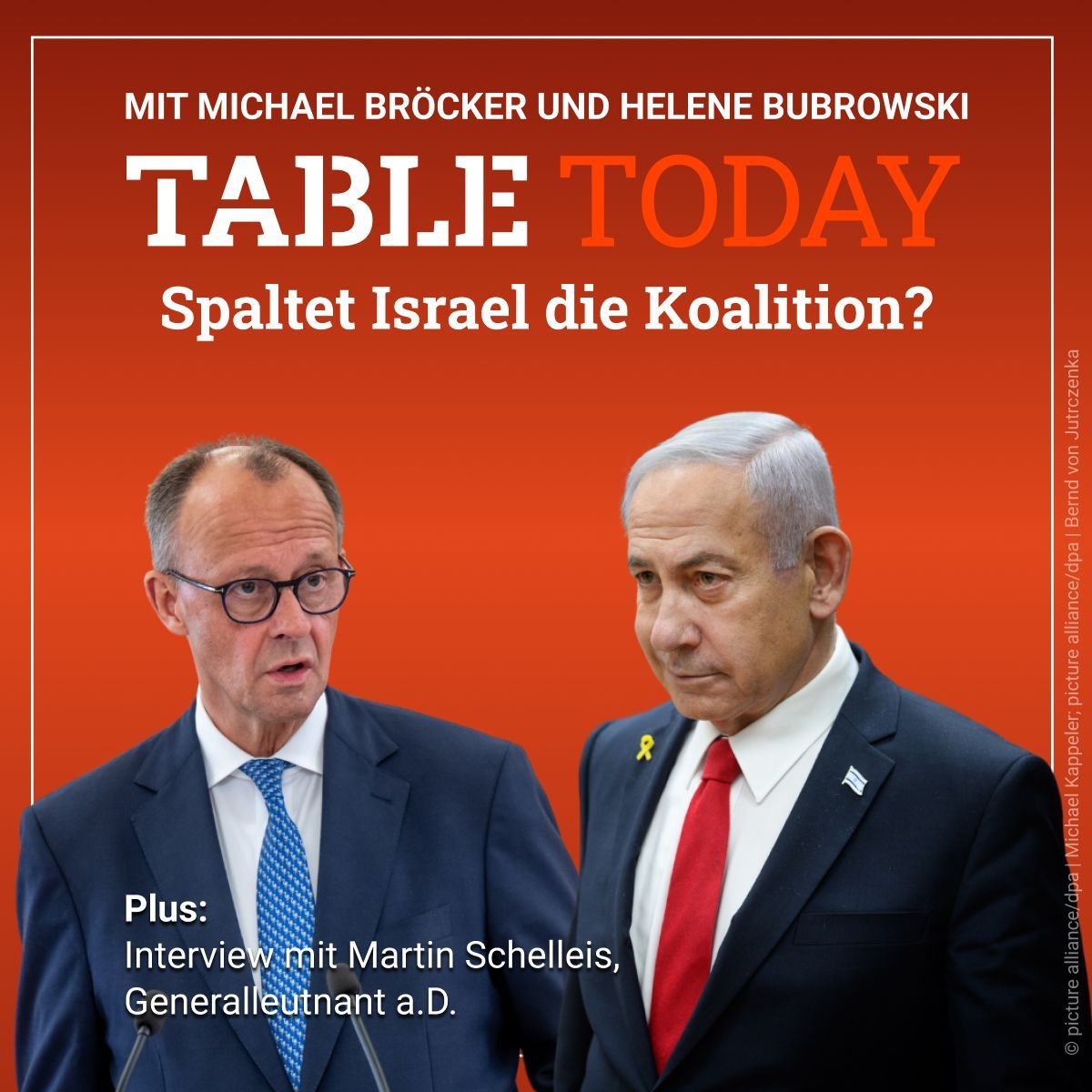 Table.Briefings (@tablebriefings) on Twitter photo ++Table.Today++
❗ Gaza-Krieg – Wachsende Kritik an Israel, mit <a href="/braunsteff/">Stefan Braun</a>
🎤 Friedrich Merz <a href="/republica/">re:publica</a> – Was er über seine Telefonate mit Trump erzählt
🪖 Bundeswehr – Wie kann die Wehrpflicht heute aussehen? Mit Martin Schelleis
Zur Folge 👇🏼
buff.ly/r4cAkum ++Table.Today++
❗ Gaza-Krieg – Wachsende Kritik an Israel, mit <a href="/braunsteff/">Stefan Braun</a>
🎤 Friedrich Merz <a href="/republica/">re:publica</a> – Was er über seine Telefonate mit Trump erzählt
🪖 Bundeswehr – Wie kann die Wehrpflicht heute aussehen? Mit Martin Schelleis
Zur Folge 👇🏼
buff.ly/r4cAkum