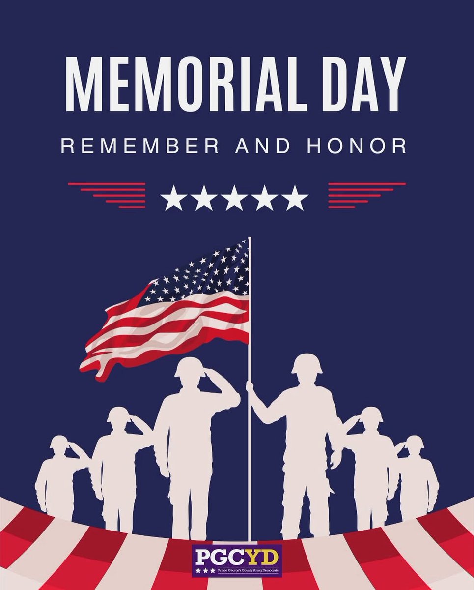 This Memorial Day, the Prince George’s County Young Democrats honor and remember the brave men and women who made the ultimate sacrifice for our country. May we never take their courage and commitment for granted. 🇺🇸

#MemorialDay #PGCYDRemembers #HonorTheFallen