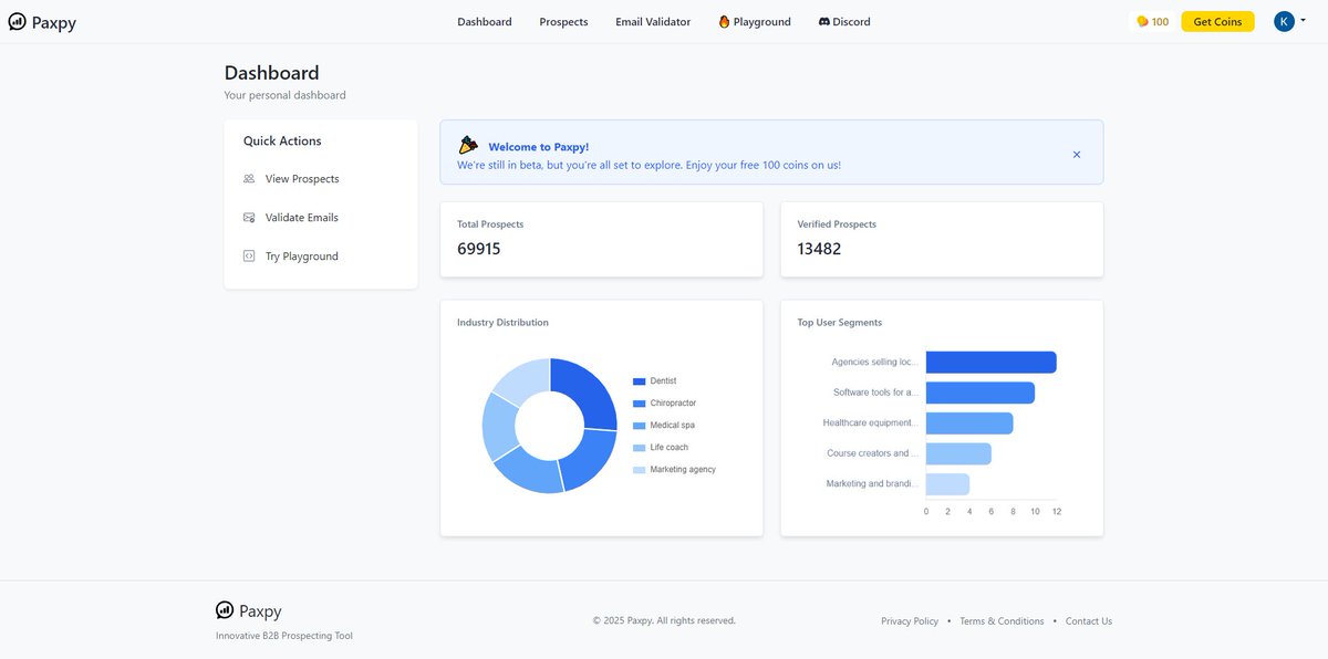 PolarMass's tweet photo. 🚨 Just launched!
Been quietly building Paxpy — an AI-powered lead gen tool for B2B outreach.
⚡️ Find &amp; export real prospects
🧠 Smart filters, no fluff
💥 100 free coins for beta testers

Try it here → https://t.co/D0jF3O1rmJ
Would love your feedback 🙌 https://t.co/2z1wOwG6Zz