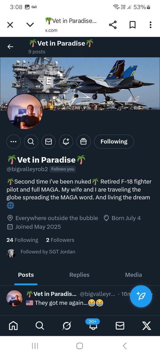 KJW (@hawkesbay69) on Twitter photo Nuked two times in a week this f-18 fighter pilot veteran won't be silenced ,3rd times a charm who's going to help <a href="/bigvalleyrob2/">🌴Vet in Paradise🌴</a> rebuild... I'm all in ,please follow and repost 💪🫶👊💥💯🇺🇸🫡 Nuked two times in a week this f-18 fighter pilot veteran won't be silenced ,3rd times a charm who's going to help <a href="/bigvalleyrob2/">🌴Vet in Paradise🌴</a> rebuild... I'm all in ,please follow and repost 💪🫶👊💥💯🇺🇸🫡