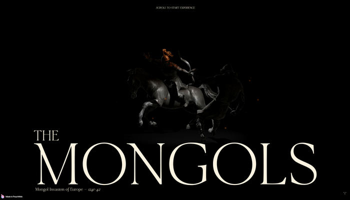 モンゴル帝国のヨーロッパへの侵攻を印象的に紐解く Peach Web 製コンテンツ The Mongols - WebGL 総本山 webgl.souhonzan.org/entry/?v=2932