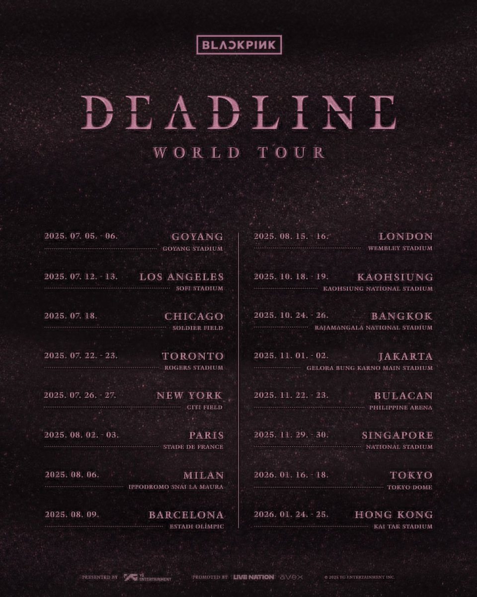 [OPEN JASTIP WAR TIKET / TICKETING SERVICE]

BLACKPINK <DEADLINE> WORLD TOUR 2025

FEE : 250k-300K/tix (DP 50k/tix)

- Data pribadi/selfpayment
- Hanya sampai E-ticket
- FEE direfund 100% apabila tiket tidak dapat (tnc berlaku)
- DM for more info💌
