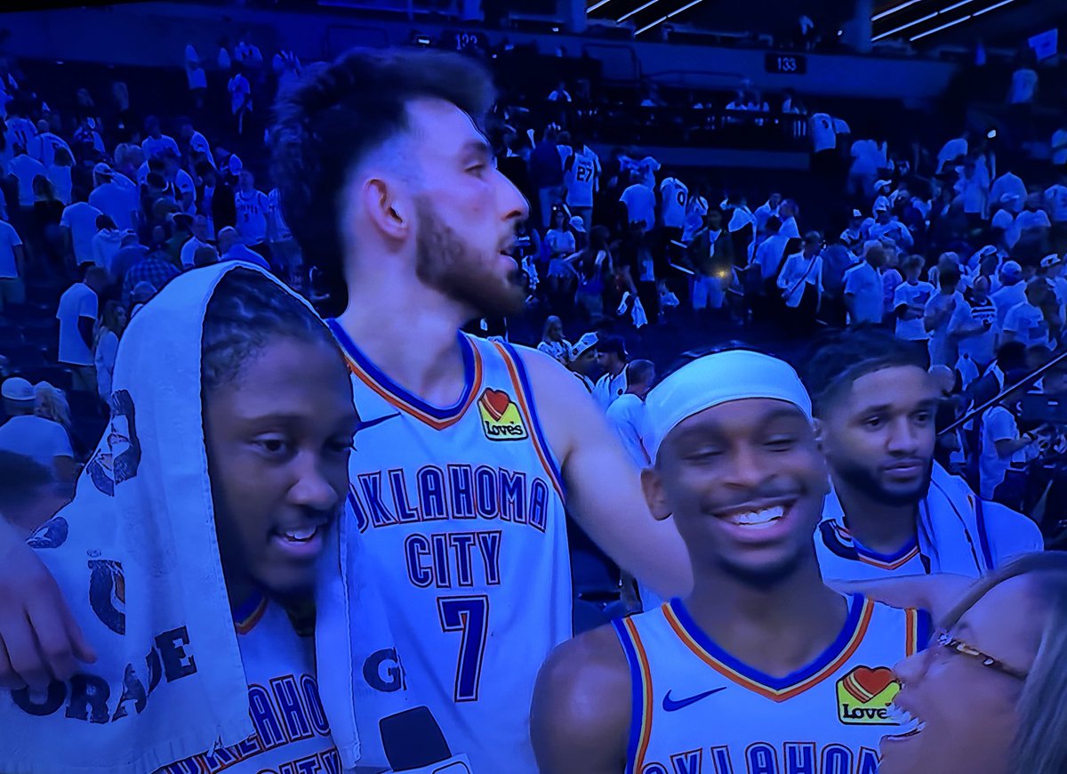 SHAI GILGEOUS-ALEXANDER:
40 PTS | 9 REB | 10 AST

JALEN WILLIAMS:
34 PTS | 3 REB | 5 AST | 3 STL

CHET HOLMGREN:
21 PTS | 7 REB | 3 BLK

THE THUNDER BIG THREE HAVE OKC ONE WIN FROM THE FINALS