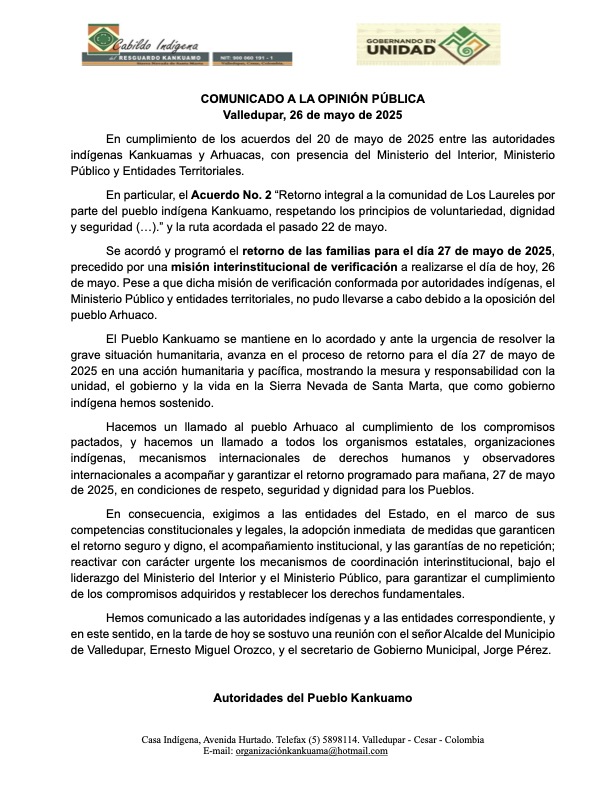 Cabildo Indigena del Resguardo Kankuamo CIRK tweet media