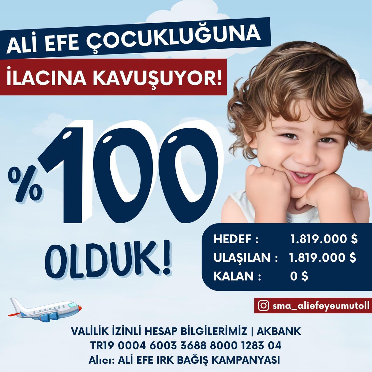 ALİ EFE KAZANDI %100 OLDU 🥳😍✈️

Bu zorlu süreçte yanımızda olan,bizi destekleyen ve umutlarımıza güç katan herkese yürekten teşekkür ederiz💖

Her bağışınız, her paylaşımınız ve her güzel dileğinizle bu hayalimize bir adım daha yaklaştık💐 

İyi ki varsınız! 💖🍀