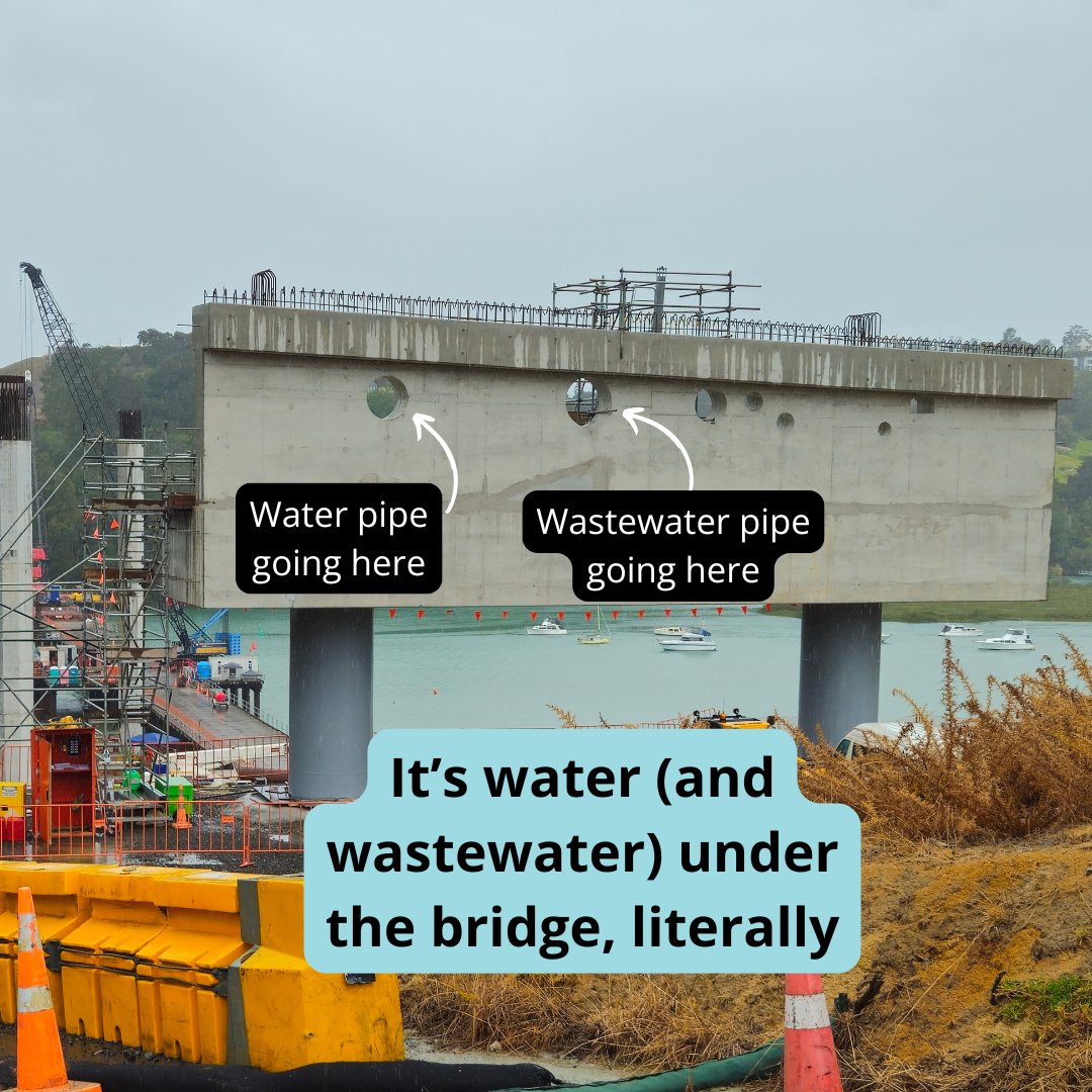 Our friends are building a bridge and we’re making the most of it! 👉 We’re currently working with our mates at NZ Transport Agency Waka Kotahi to build two new pipelines – one for water, and one for wastewater – that will live under the new soon-to-be-constructed Penlink bridge