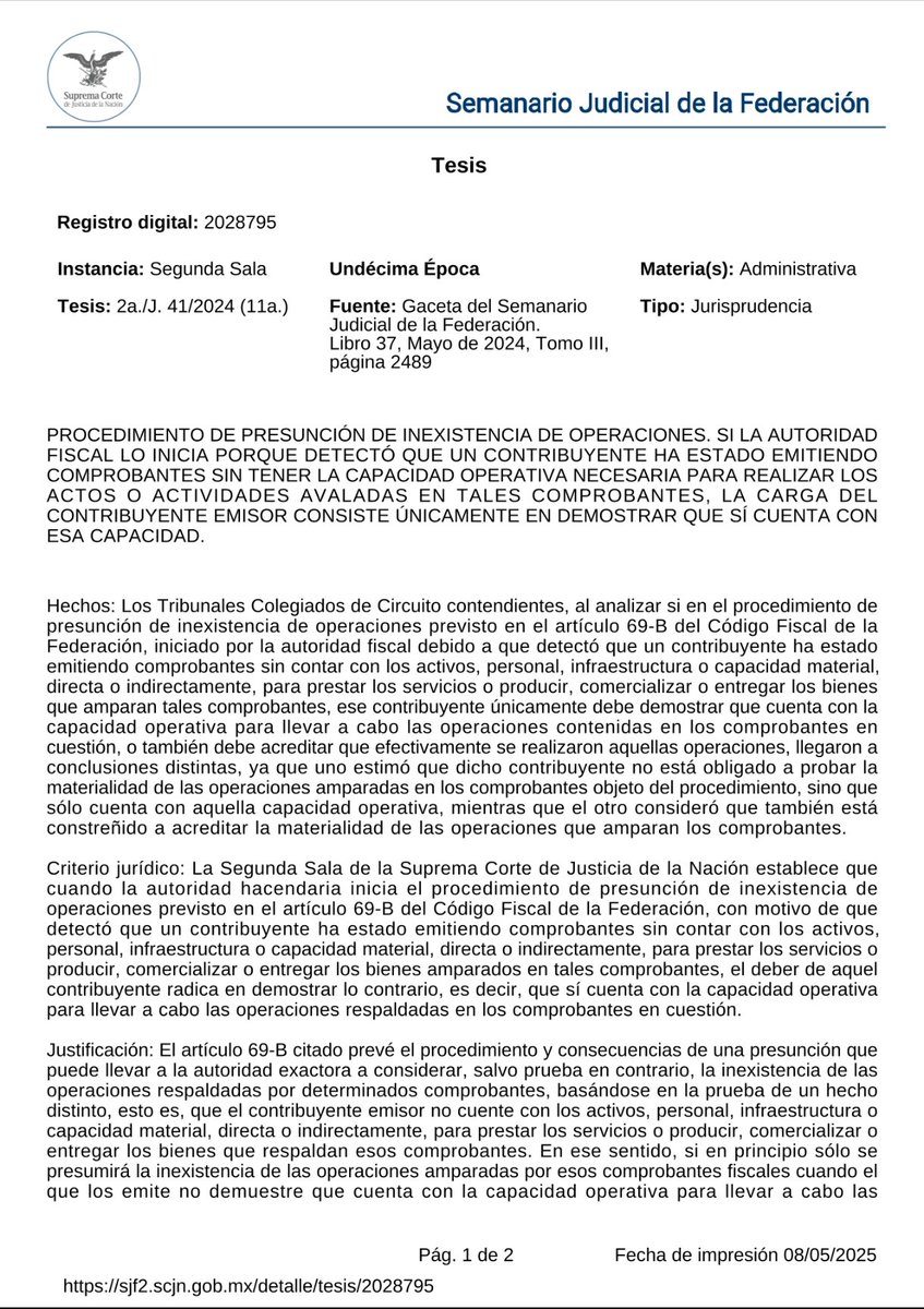 erik_ortuno's tweet photo. ¿El SAT presume que tus operaciones no existen?
La @SCJN lo deja claro en jurisprudencia obligatoria:
Solo debes demostrar que tienes capacidad operativa. No estás obligado a probar cada operación.
#SCJN #SAT #Jurisprudencia #DerechoFiscal #JusticiaFiscal
📄⚖️ Léela aquí: https://t.co/01UWkiwjzz