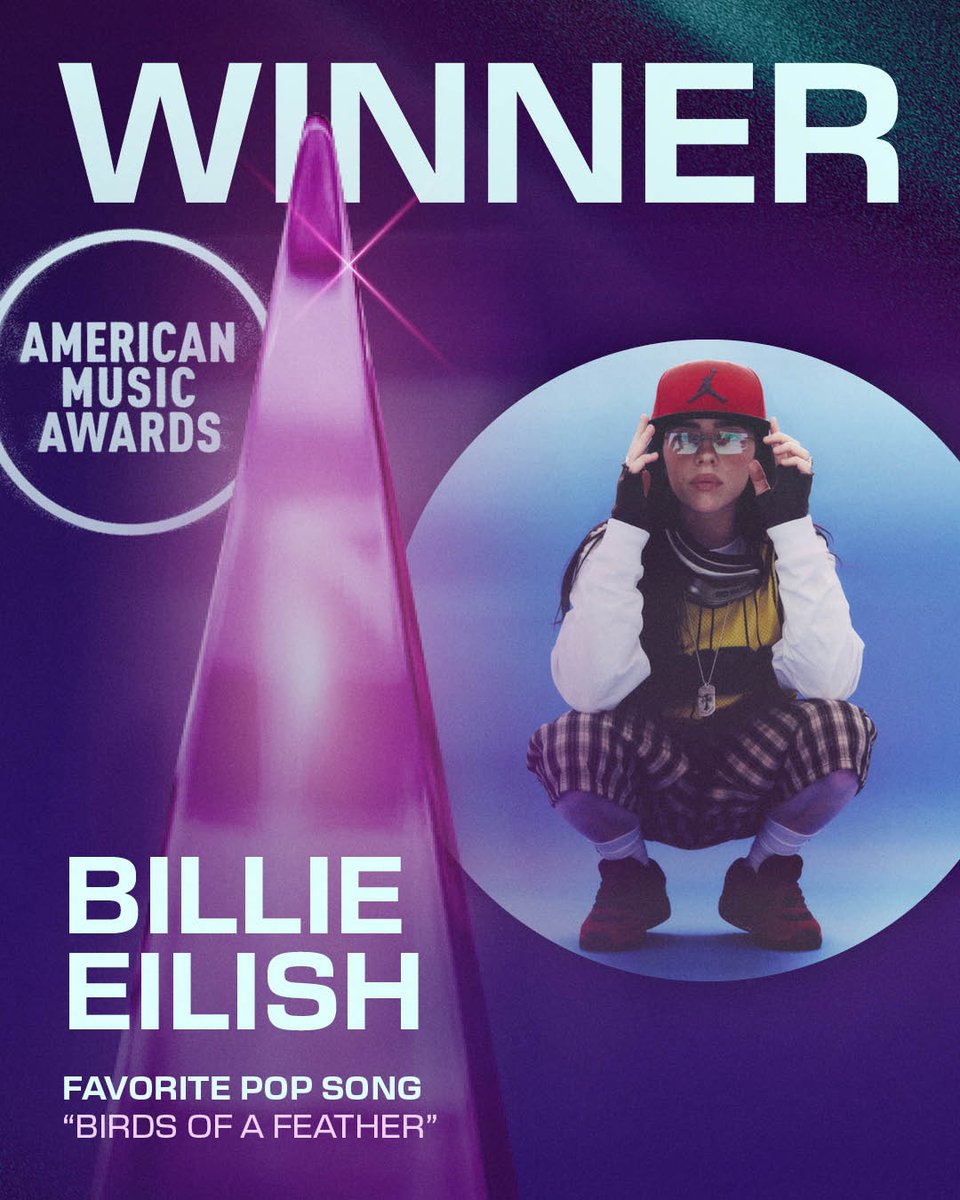 .<a href="/billieeilish/">billie eilish</a> had us singing "Birds of a Feather" all year long, and the song just won her Favorite Pop Song at the #AMAs!