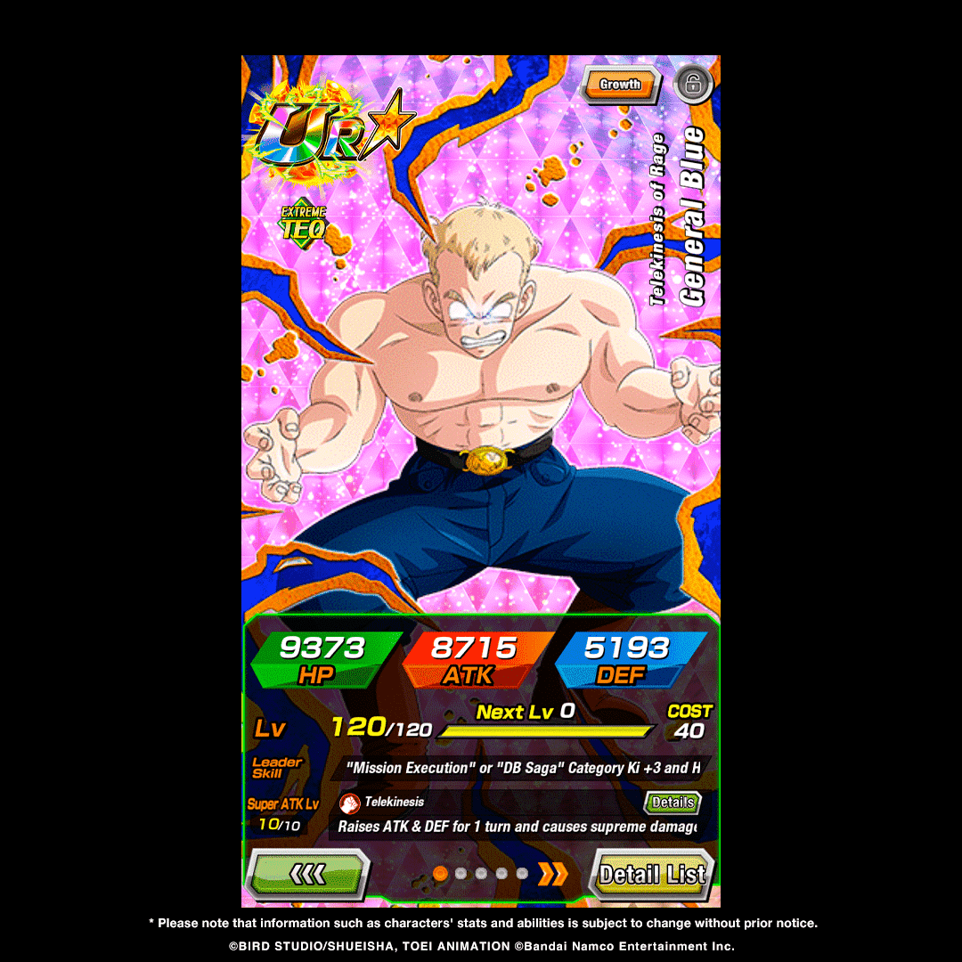 First-hand information on UR [Telekinesis of Rage] General Blue's