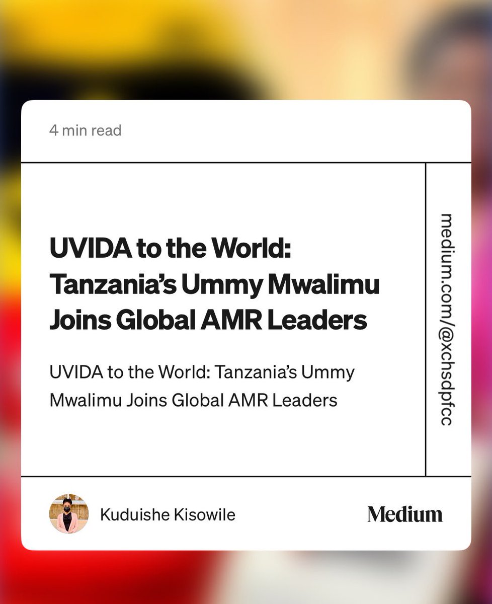 Kuduishe Kisowile (@kudu_ze_kudu) on Twitter photo Tanzania’s Former Health Minister, <a href="/ummymwalimu/">Ummy Mwalimu</a>’s membership in the Global Leaders Group on AMR celebrates the power of collective action, cultural relevance, and the uniquely Tanzanian spirit of community-driven health solutions.
READ MORE:➡️ medium.com/@xchsdpfcc/uvi… Tanzania’s Former Health Minister, <a href="/ummymwalimu/">Ummy Mwalimu</a>’s membership in the Global Leaders Group on AMR celebrates the power of collective action, cultural relevance, and the uniquely Tanzanian spirit of community-driven health solutions.
READ MORE:➡️ medium.com/@xchsdpfcc/uvi…