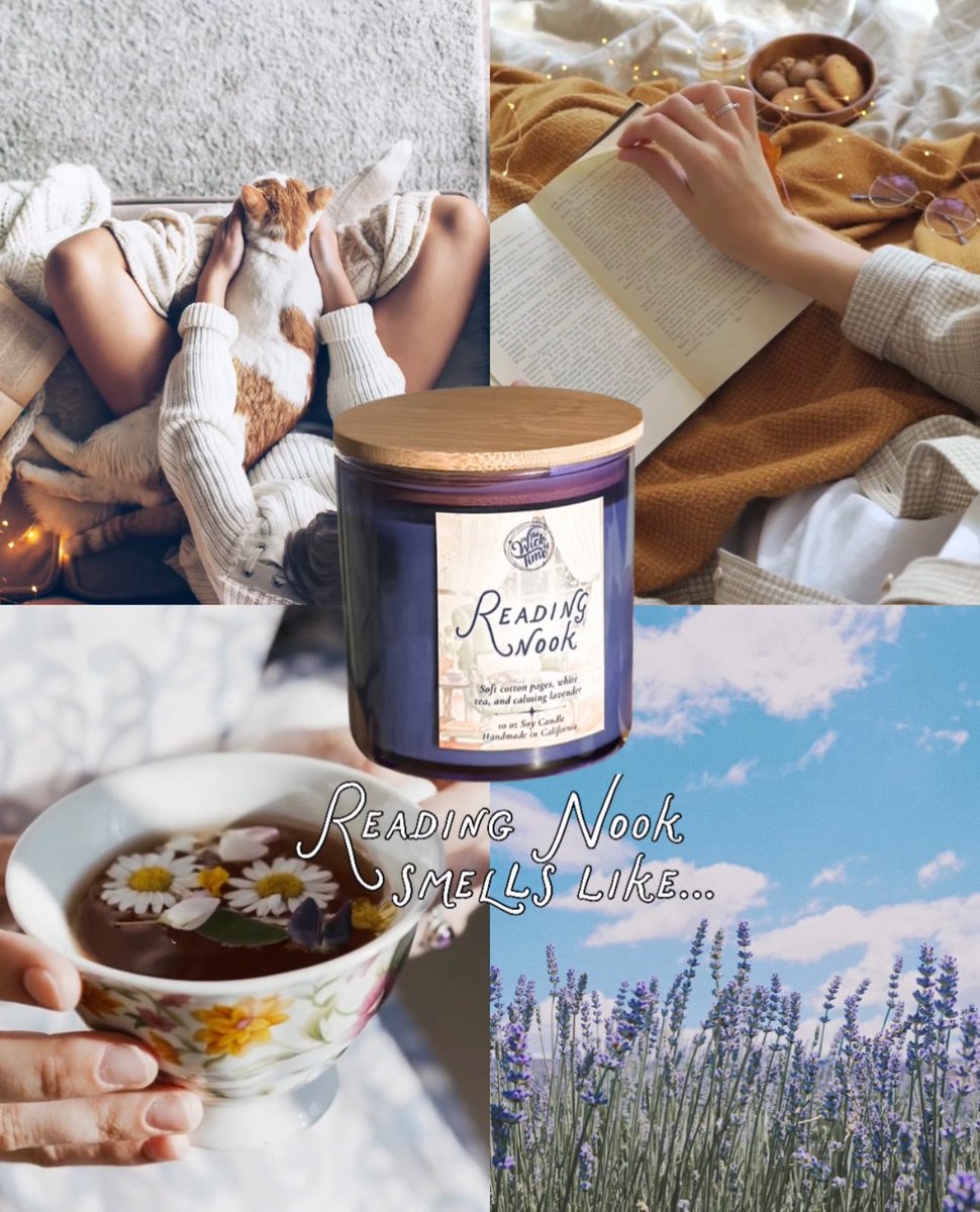 InTheWickOfTime's tweet photo. Reading Nook smells like… soft cotton pages, white tea, calming lavender #reader #candles #books #CozyVibes #homedecor #relaxing https://t.co/SELXCOx2q3