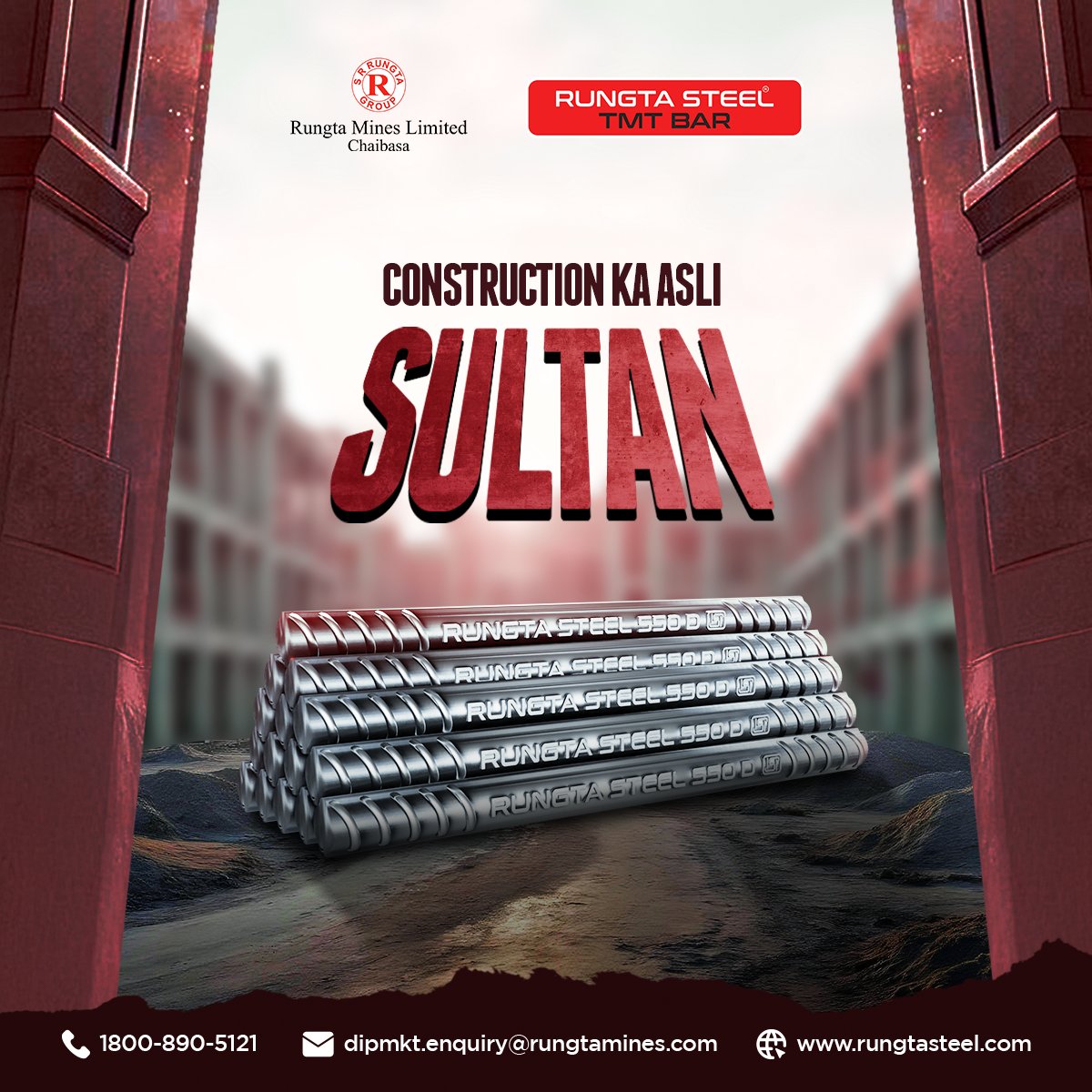 Mazbooti ho toh aisi, jo site pe rule kare.
Rungta Steel TMT Bars, Construction ka asli Sultan!

#majbootbuniyaad #rungtasteel #chalesaalonsaal #rungtasteeltmtbar #ekdumsolid