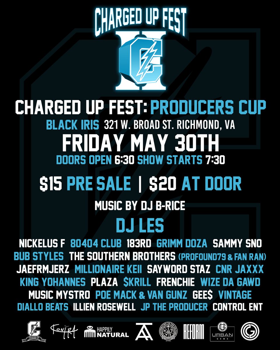 chrgdupent's tweet image. The return of Charged Up Ent.&apos;s own @skrillbeats this Friday⚡

@chargedupfest : Producer&apos;s Cup
5pm
 Black Iris
321 W.Broad St. 
Richmond, VA

Get your tickets online chargedupent.com