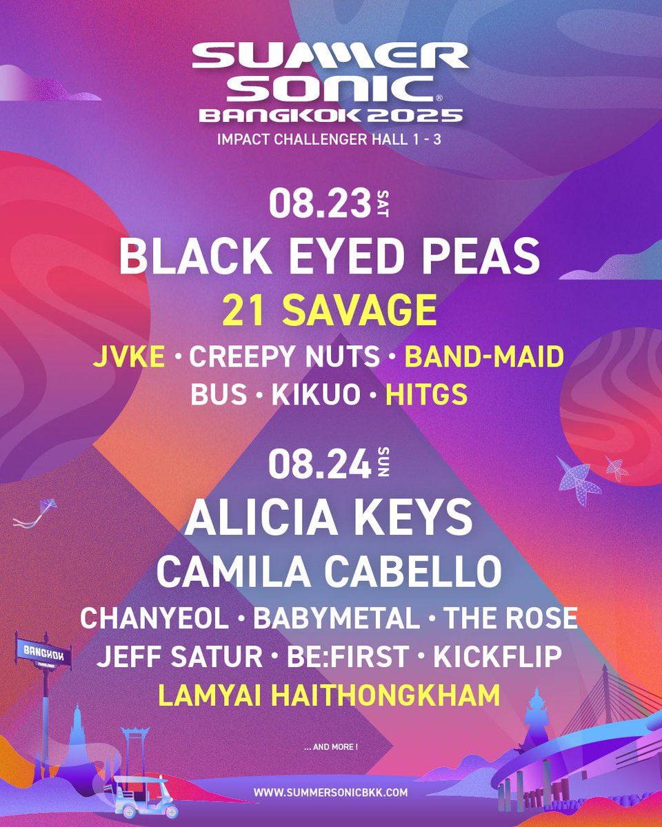 SUMMER SONIC BANGKOK 第3弾アーティスト発表！】 サマソニバンコクの