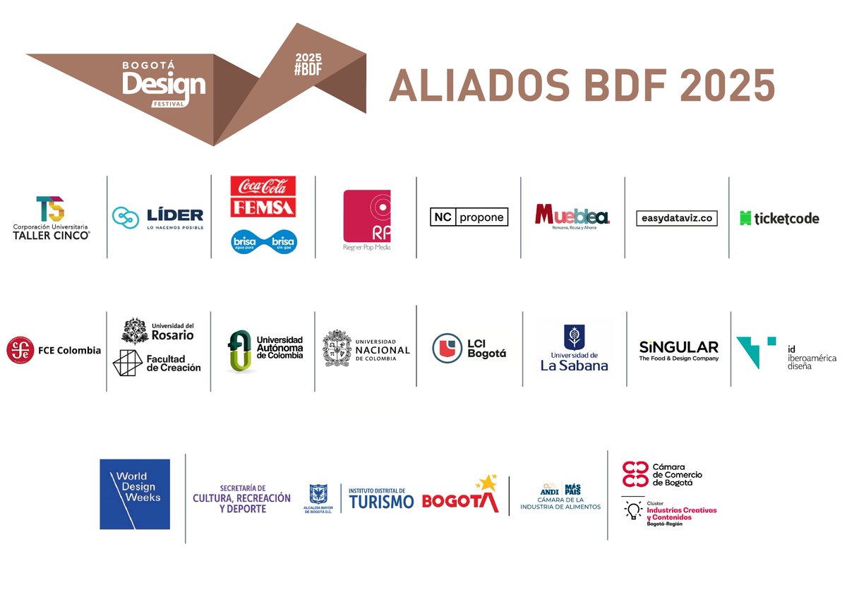 BogDesignFest's tweet image. AGRADECIMIENTO especial a todos los ALIADOS PATROCINADORES y EXPOSITORES que apoyaron el bogotadesignfestival.co en su 11ava edición en este 2025. Logramos realizar este #BDF a pesar de todos los retos que ello suponía!
#worlddesignweeks
#UnitedByDesign
#BDF2025 #DesignFestival